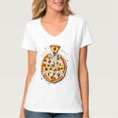 T-shirt Conserver calme et manger pizza : Conception parfa (Devant)