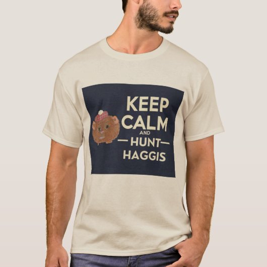 T-shirt Conserver le calme et la chasse Haggis écossais (Devant)