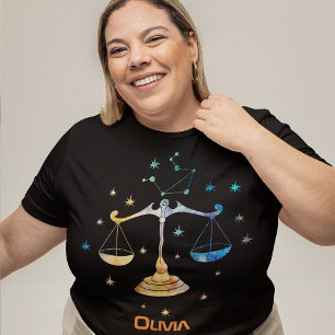 T-shirt Constellation de la Balance Zodiaque Aquarelle Éto