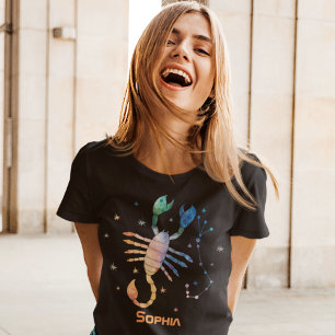 T-shirt Constellation du Scorpion Zodiaque Galaxie Aquarel