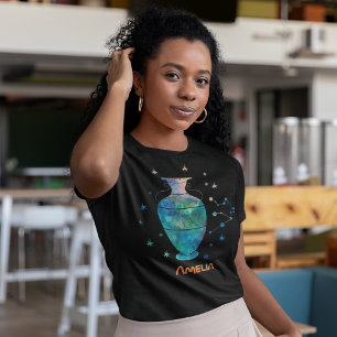T-shirt Constellation du Verseau Zodiaque Galaxie Aquarell