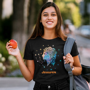 T-shirt Constellation Vierge Zodiaque Aquarelle Étoiles Ga