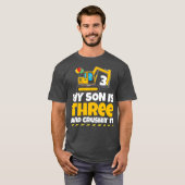 T-shirt Construction Anniversaire fête 3 ans Garçon Fils (Devant entier)