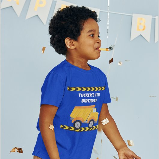 T-shirt Construction Anniversaire Fête Camion Blue Kids
