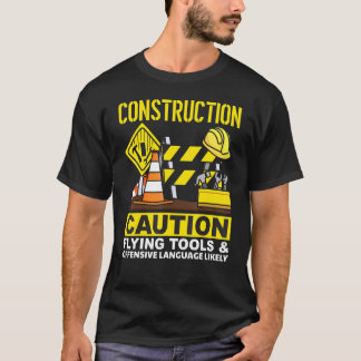 T-shirt Construction Attention outils de vol Langue offens