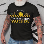 T-shirt Construction Crew Boy Anniversaire Famille Noir