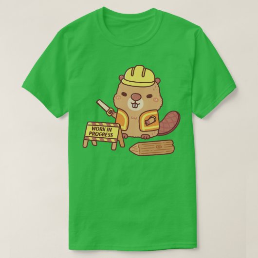 T-shirt Construction de castor mignon sur le travail en co (Design devant)