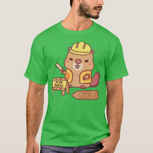 T-shirt Construction de castor mignon sur le travail en co