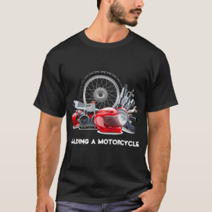 T-shirt Construction d'une moto avec dessin de pièces