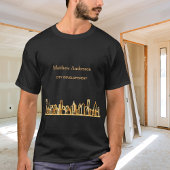 T-shirt Construction d'une silhouette de ville en or noir