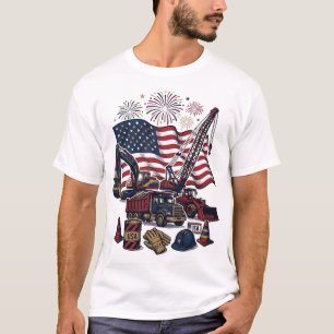 T-shirt Construction Patriotique USA Vintage