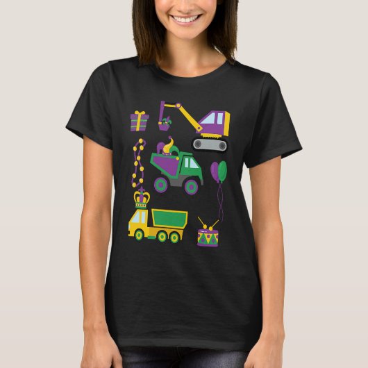 T-shirt Construction Vehicle Mardi Gras Toddlers Boys (Devant)