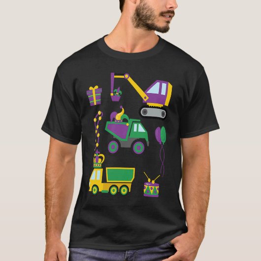 T-shirt Construction Vehicle Mardi Gras Toddlers Boys (Devant)