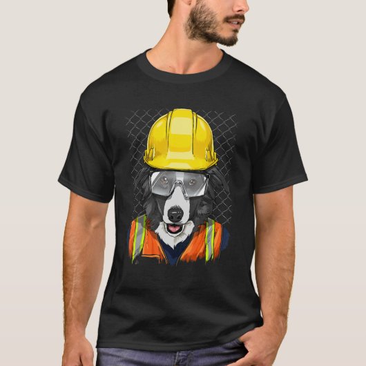 T-shirt Construction Worker Border Collie Laborer Puppy Do (Devant)