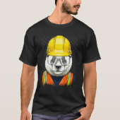 T-shirt Construction Worker Giant Panda Bear Laborer Panda (Devant)