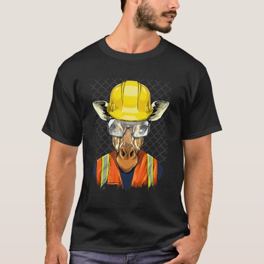 T-shirt Construction Worker Giraffe Laborer African Animal (Devant)