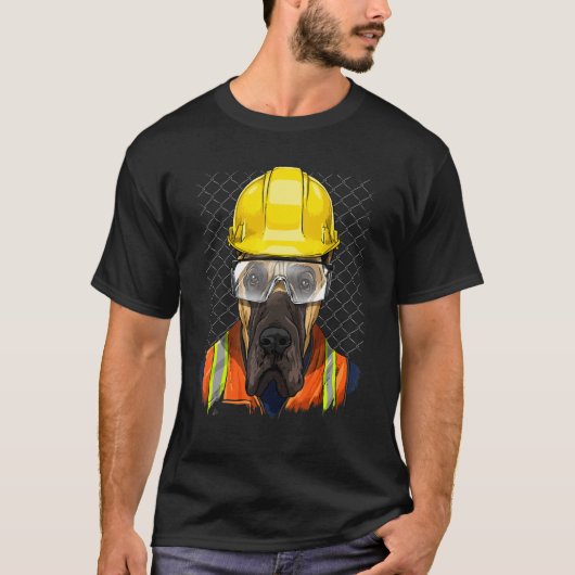 T-shirt Construction Worker Great Dane Laborer Dog Great D (Devant)