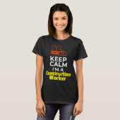 T-shirt Construction Worker Hard Hat Safety Vest Keep Calm (Devant entier)