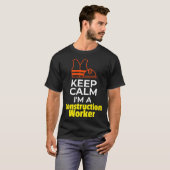 T-shirt Construction Worker Hard Hat Safety Vest Keep Calm (Devant entier)