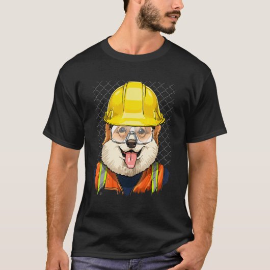 T-shirt Construction Worker Pembroke Welsh Corgi Laborer D (Devant)