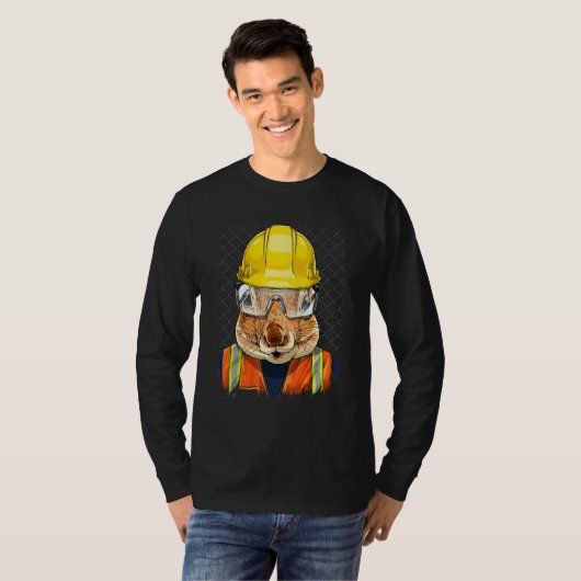 T-shirt Construction Worker Squirrel Laborer Animal Squirr (Devant entier)
