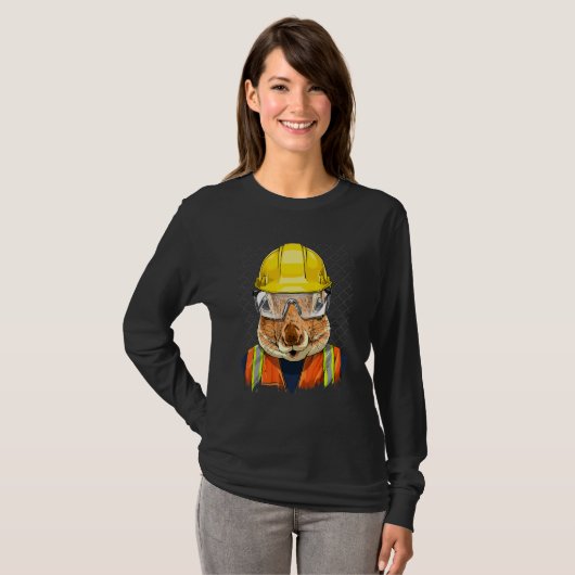 T-shirt Construction Worker Squirrel Laborer Animal Squirr (Devant entier)