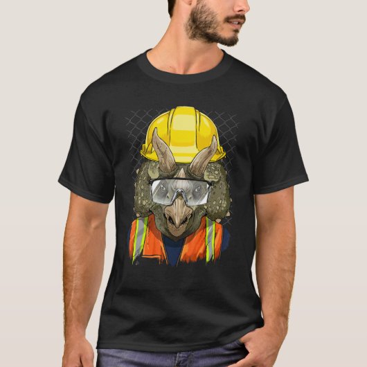 T-shirt Construction Worker Triceratops Dino Laborer Dinos (Devant)
