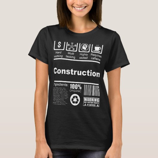 T-shirt Constructions Faits Nutritionnels Pour La Construc (Devant)