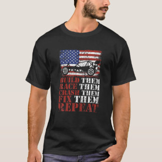 T-shirt Construire, Course, Crash, Fixer, Répéter l'équipe
