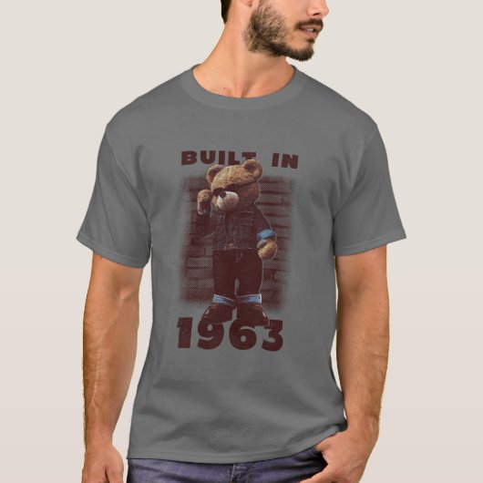 T-shirt Construit en 1963 B-day cadeau pour lui | 60 ans (Devant)