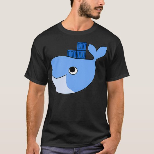 T-shirt Conteneur d'échauffement de Docker sur Blue Whale (Devant)