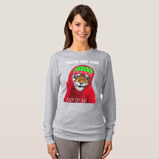 T-shirt Continuer à essayer le tigre d'hiver, personnalise (Devant entier)