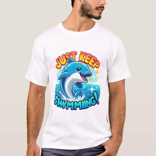 T-shirt Continuez À Nager Dauphin (Devant)