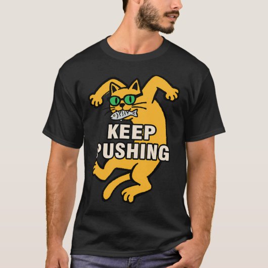 T-shirt CONTINUEZ À VOUS EFforcer Chat Jaune Drôle (Devant)