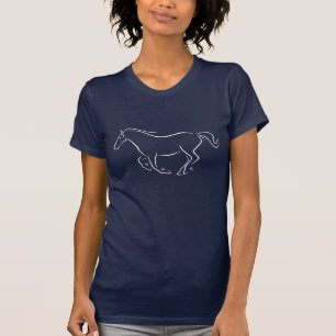 T-shirt Contour avançant à petit galop de blanc de cheva