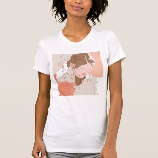 T-shirt Contour peint Portrait féminin (Devant)