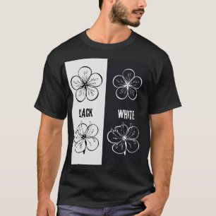 T-shirt Contraste floral noir et blanc Art Minimaliste