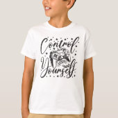 T-shirt Control yourself gaming controller and text art (Devant)