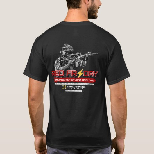 T-shirt Contrôle de combat. Vendredi RED. Portez du rouge. (Dos)