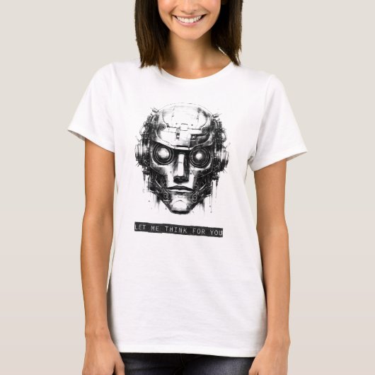 T-shirt Contrôle de l'esprit Cyberpunk Robot Black Print (Devant)