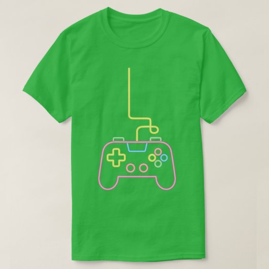 T-shirt Contrôleur de console de jeu Faux Neon Gamer (Design devant)