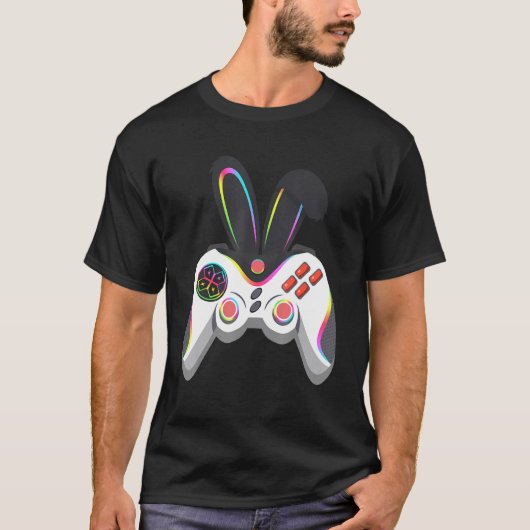 T-shirt Contrôleur De Jeu Avec Rabbit Ears Vidéo Pâques (Devant)