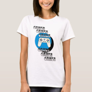 T-shirt Contrôleur de jeu vidéo bleu et noir Contrôleur