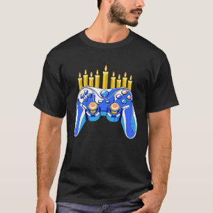 T-shirt Contrôleur de jeu vidéo Chanukah Menorah Candelabr