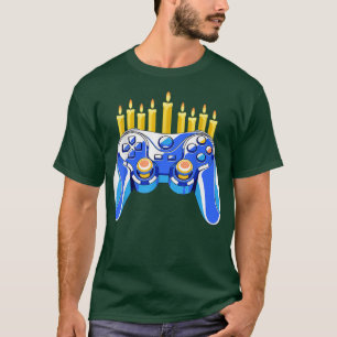 T-shirt Contrôleur de jeu vidéo Chanukah Menorah Candelabr