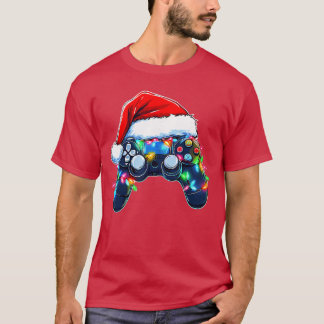 T-shirt Contrôleur de jeu vidéo chapeau de Noël Santa Game