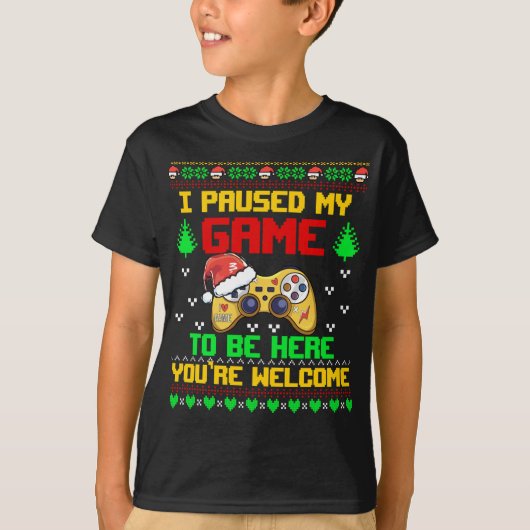 T-shirt Contrôleur de jeu vidéo de pull de Noël moche Game (Devant)