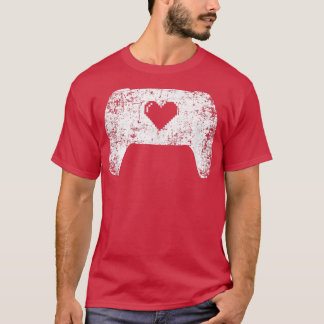 T-shirt Contrôleur de jeu vidéo détendu Pixel Heart Gamer