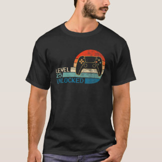 T-shirt Contrôleur de jeu vidéo déverrouillé niveau 25 Ann