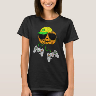 T-shirt Contrôleur de jeu vidéo Halloween Citrouille Gamer